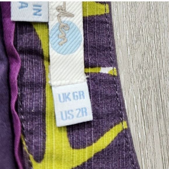 Boden Geometric Cotton V Neck Sheath Dress  Purple and Green - Picture 6 of 13